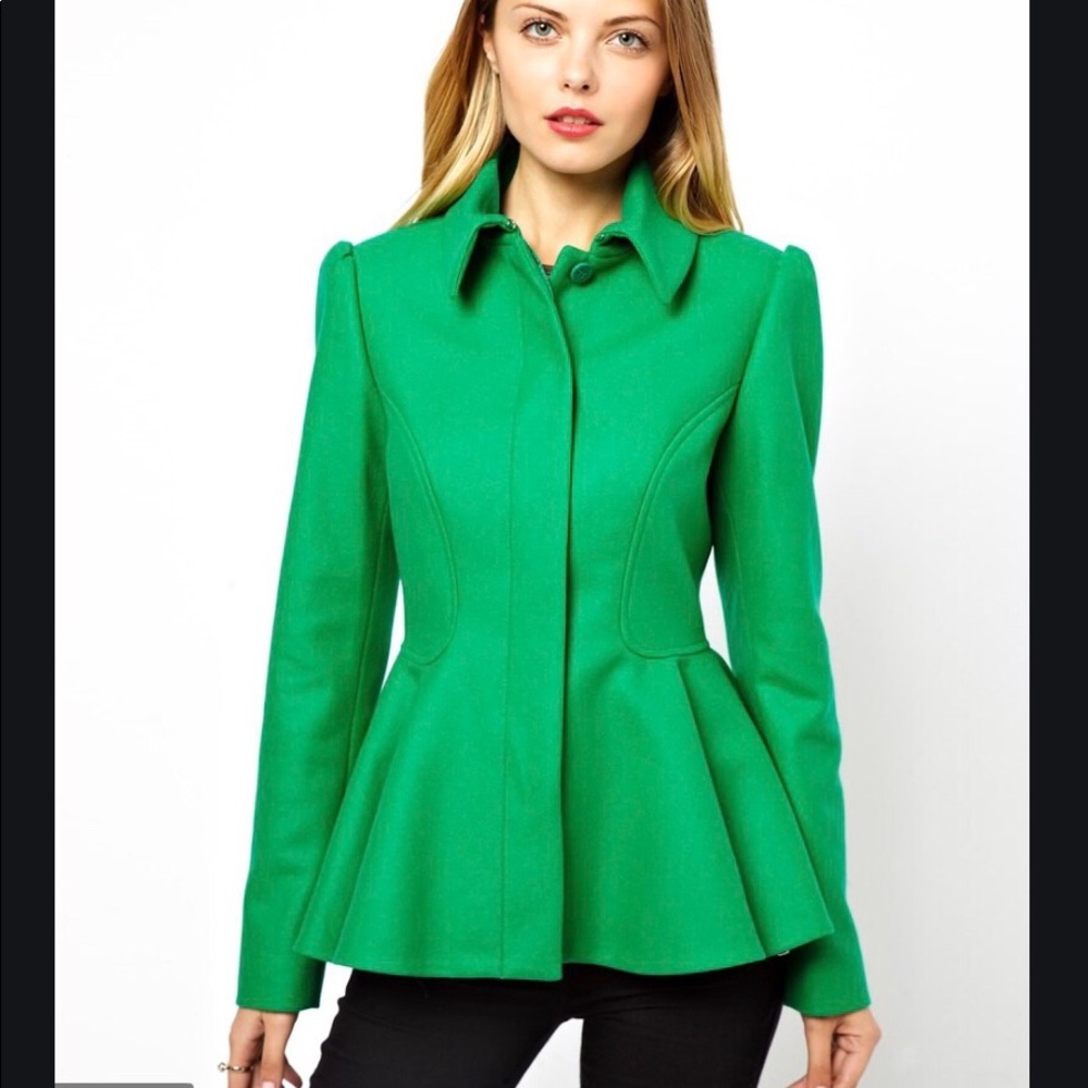 Ted Baker London Emerald Green Coat with Peplum.